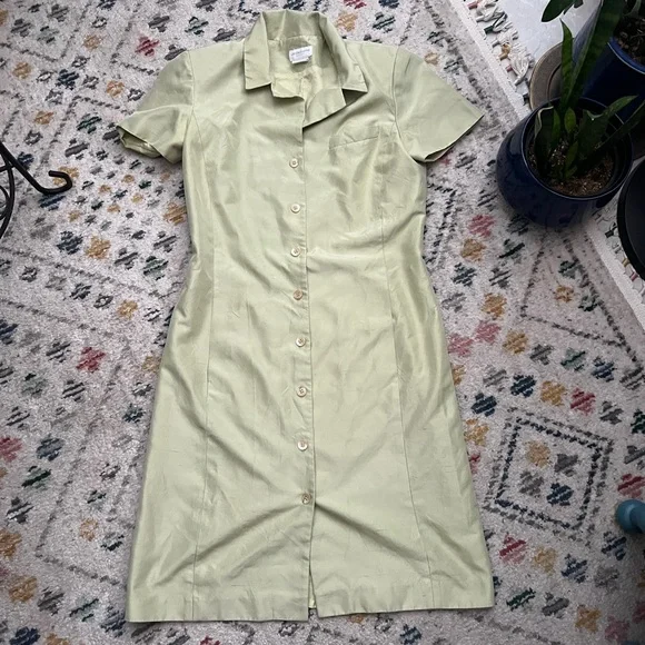 Liz Claiborne | Dresses | Sz 6 Liz Claiborne Light Green 0 Silk Sheath Dress  Notched Collar | Poshmark
